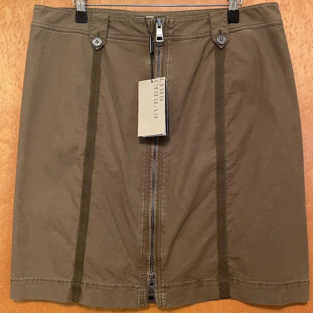 Burberry Brit Full Zip Khaki Mini Skirt NWT 12 US